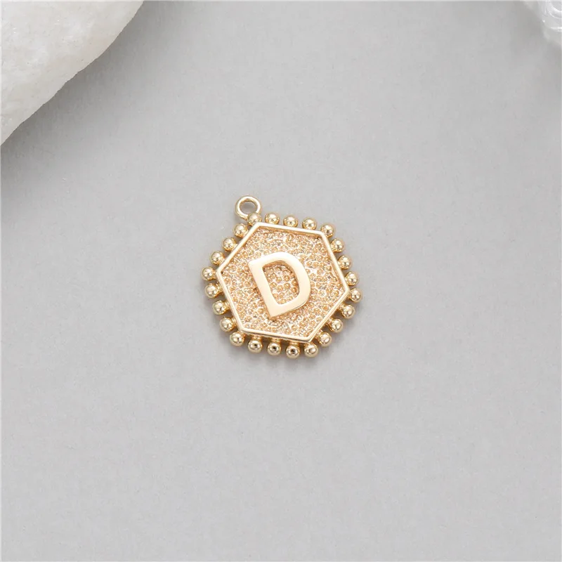 5Pcs Rivet Hexagonal 26 Alphabet Letter Charms DIY Jewelry Making Accessories For Earrings Bracelets Necklace view 5