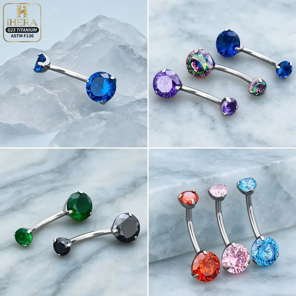 

Belly Navel Body Piercing ASTM F136 Titanium Sparkly Zircon Gemstone Floating Curved Barbell Jewelry Wholesale Internally Screw