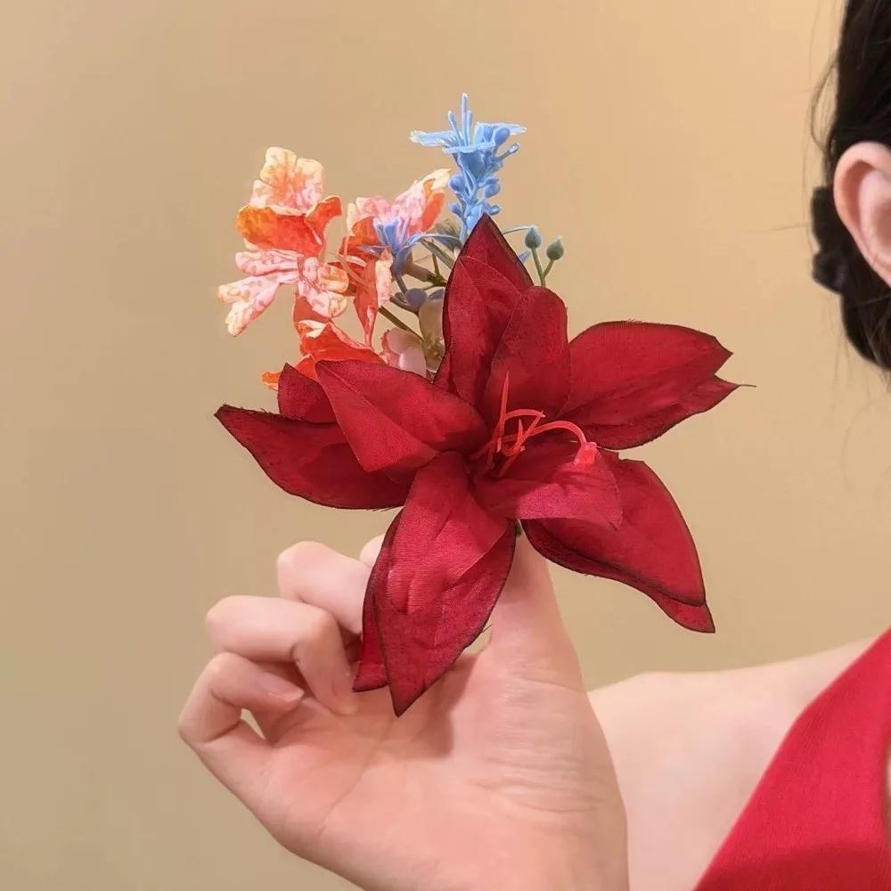 

Headwear Fairy Flower Hair Stick Simulation Flower Bohemian Thai Hair Fork Hairpin Side Clip Bride Hair Accessories Female