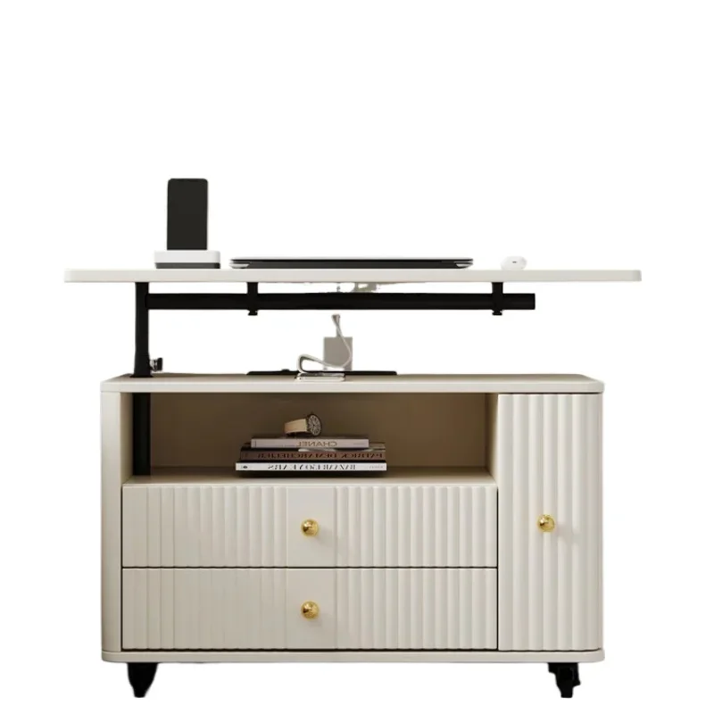 

Movable Lifting Bedside Table Creative Bedroom Cream Wind Shelf Multifunctional Computer Desk Storage Cabinet Bedside Cabinet