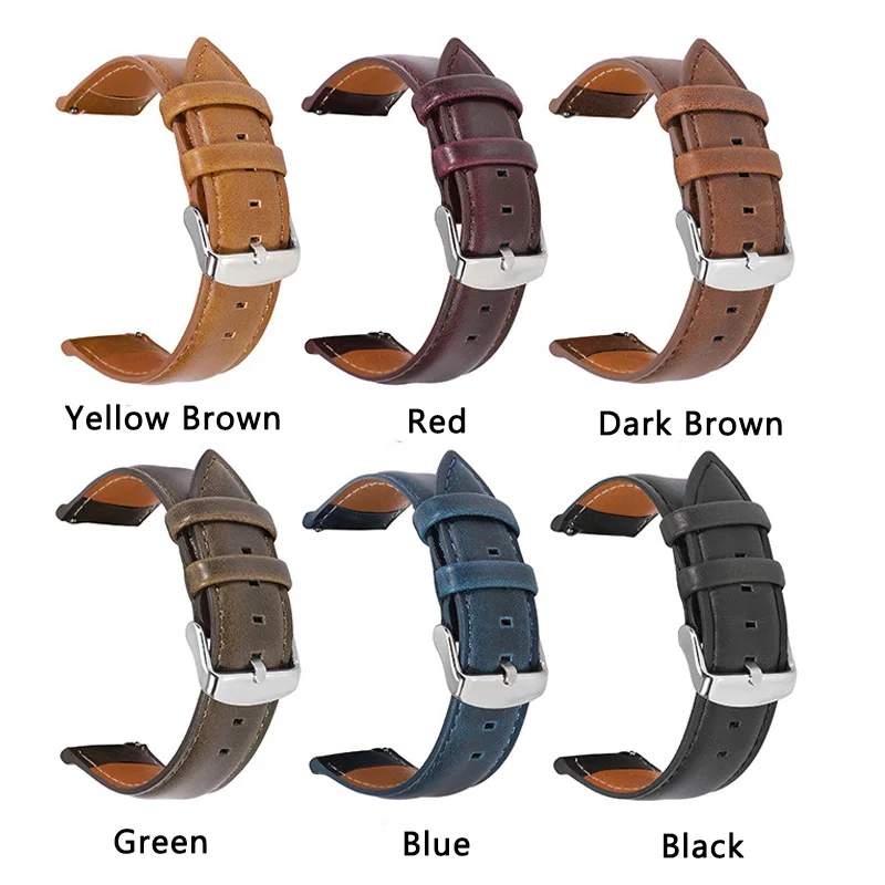 Quality Retro Genuine Leather Watchband Quick Release Watch Strap Men Women Vintage Crazy Horse Leather Bracelet 18mm 20mm 22mm