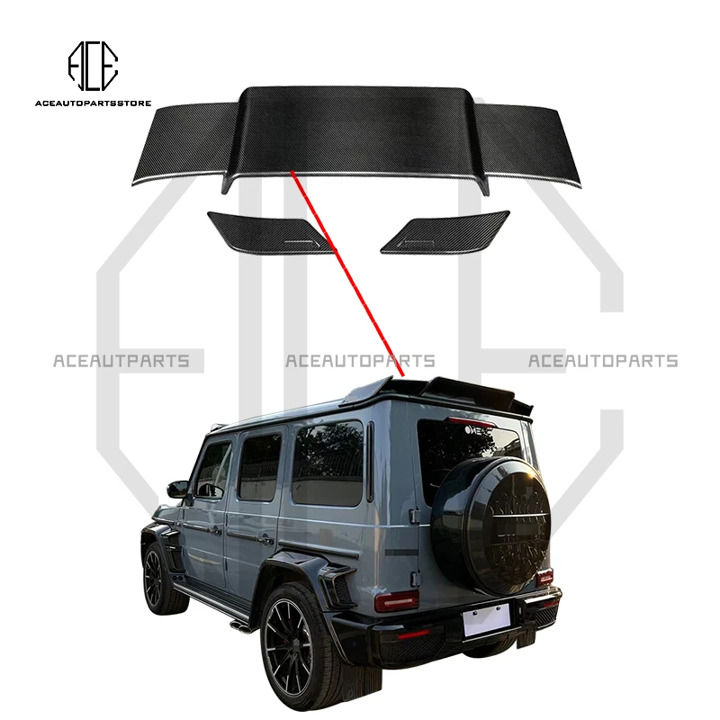 BRABU BS STYLE DRY FULL GLOSSY CARBON FIBER REAR SPOILER REAR WING FOR 2019-2022 Mercedes Benz G-Class G350 G500 AMG G63