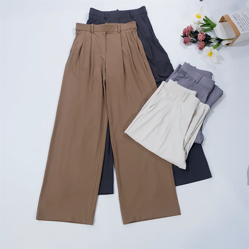 LULU FLORA Hochtaillierte, drapierte, gerade geschnittene Freizeit-Sportanzughose, dehnbare, lockere Slim-Fit-Yogahose
