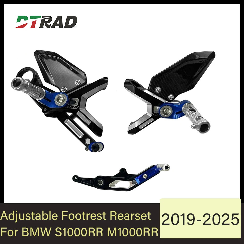 

For BMW S1000RR M1000RR 2019-2024 2025 CNC Aluminum Adjustable Rear Set Foot Pegs Pedal Footrest Rearset Carbon fiber Heel Guard