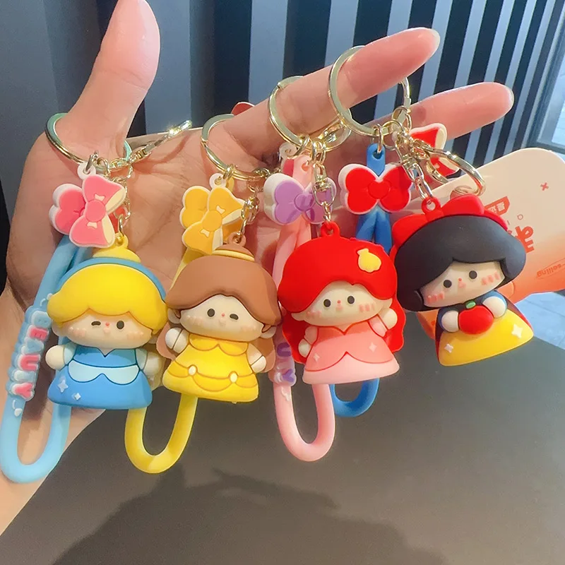 New Creative Cartoon Little Girl in Dress Doll Keychain Girls Fun Cute Bag Schoolbag Exquisite Decoration Charm Birthday Gift