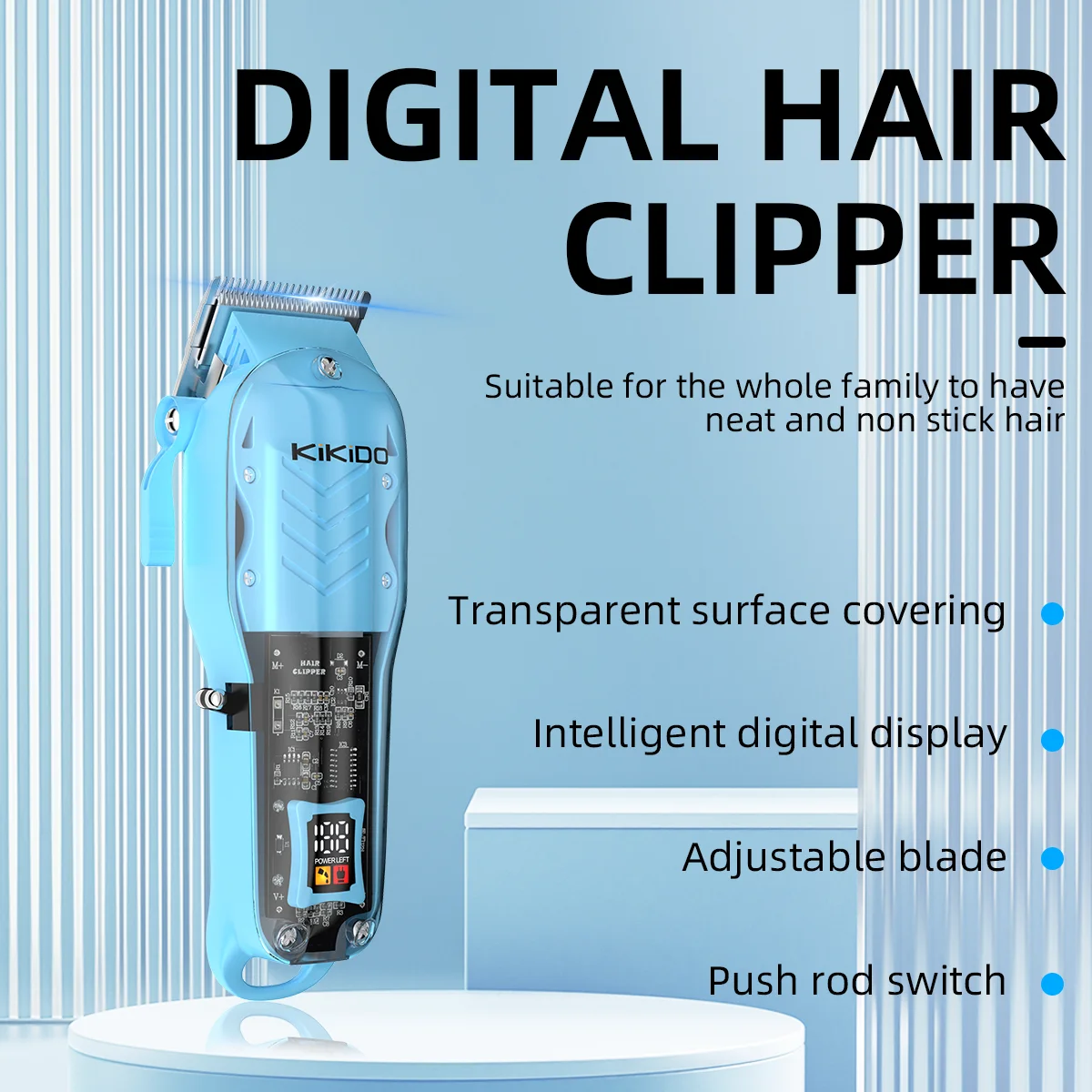 KIKIDO Professional Barber Hair Clippers Rechargeable Cordless Electric Hair Trimmer Hair Cutting Machine Men Hair Cutter Color