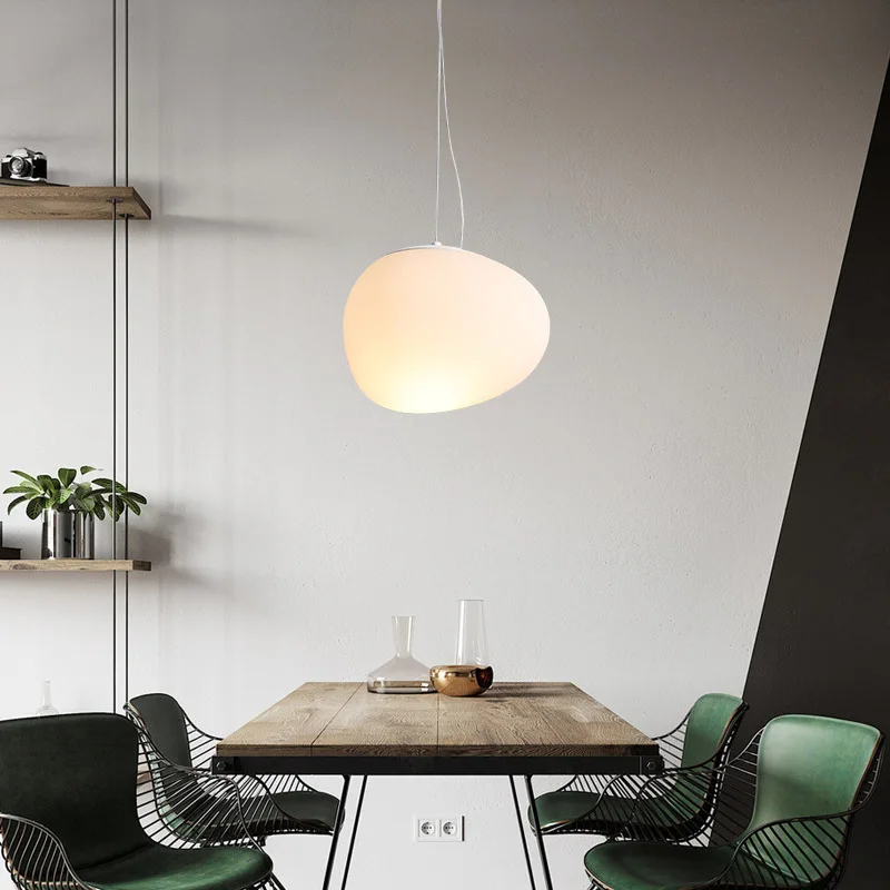 Simple Design Irregular Glass Ball Pendant Light Dining Room Island Bedroom Hanging Lamp White Restaurant Kitchen Bar Fixtures