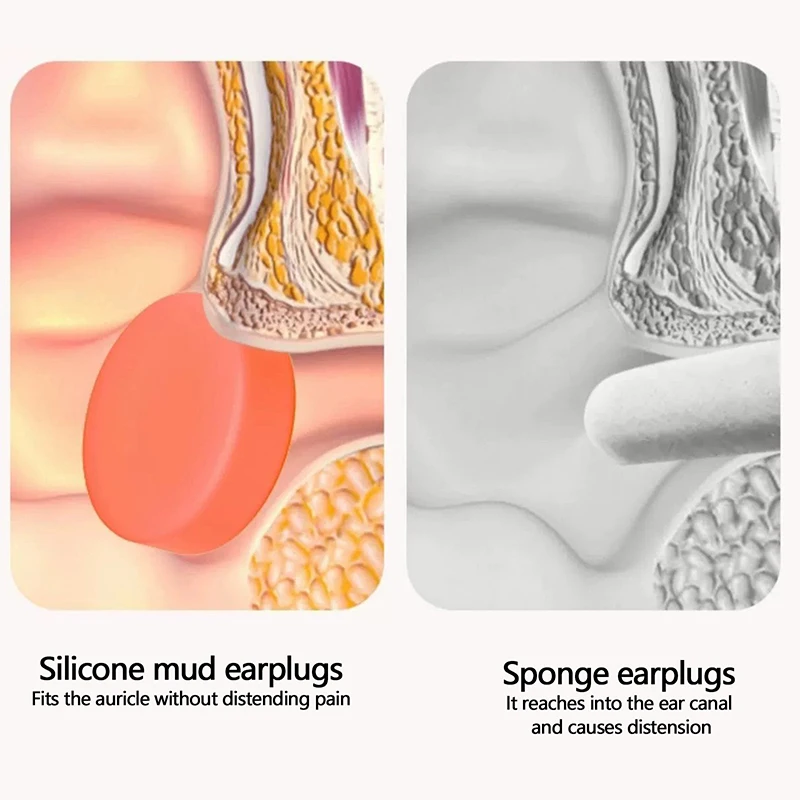 6Pcs Silicone Ear Plug Reusable Silicone Wax Earplugs Swimming Moldable Earplugs Noise Reduction Cancelling Sleeping Protection