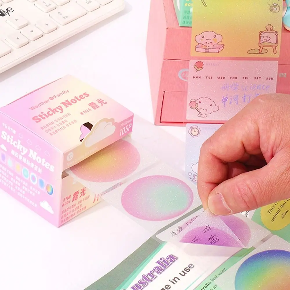 105 ورقة/لفة ملاحظات لاصقة قابلة للسحب شفافة محمولة طالب القرطاسية ملاحظات لاصقة متعددة الوظائف مخطط الألوان ملصق