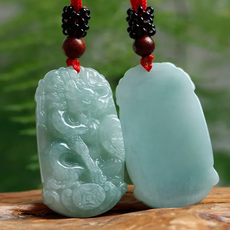 real jade pendant carving men wealth zodiac dragon and Ladies' Phoenix Pendant Couple's Necklace Love Necklace Pair Guarding