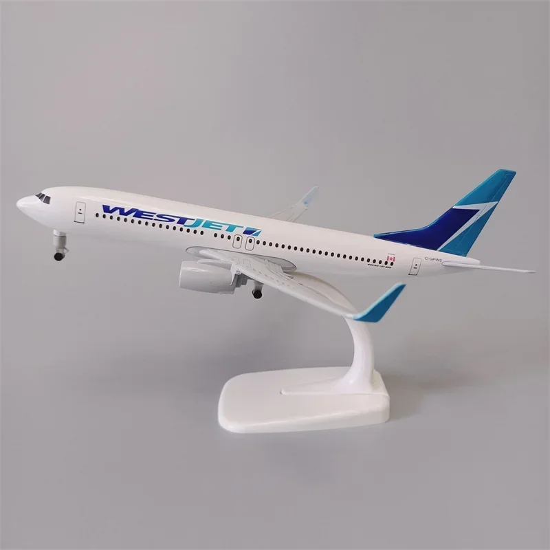 Pesawat Model pesawat terbang dengan roda, 20cm logam paduan Kanada Air WESTJET WEST JET Airlines 737 B737 Airways Diecast