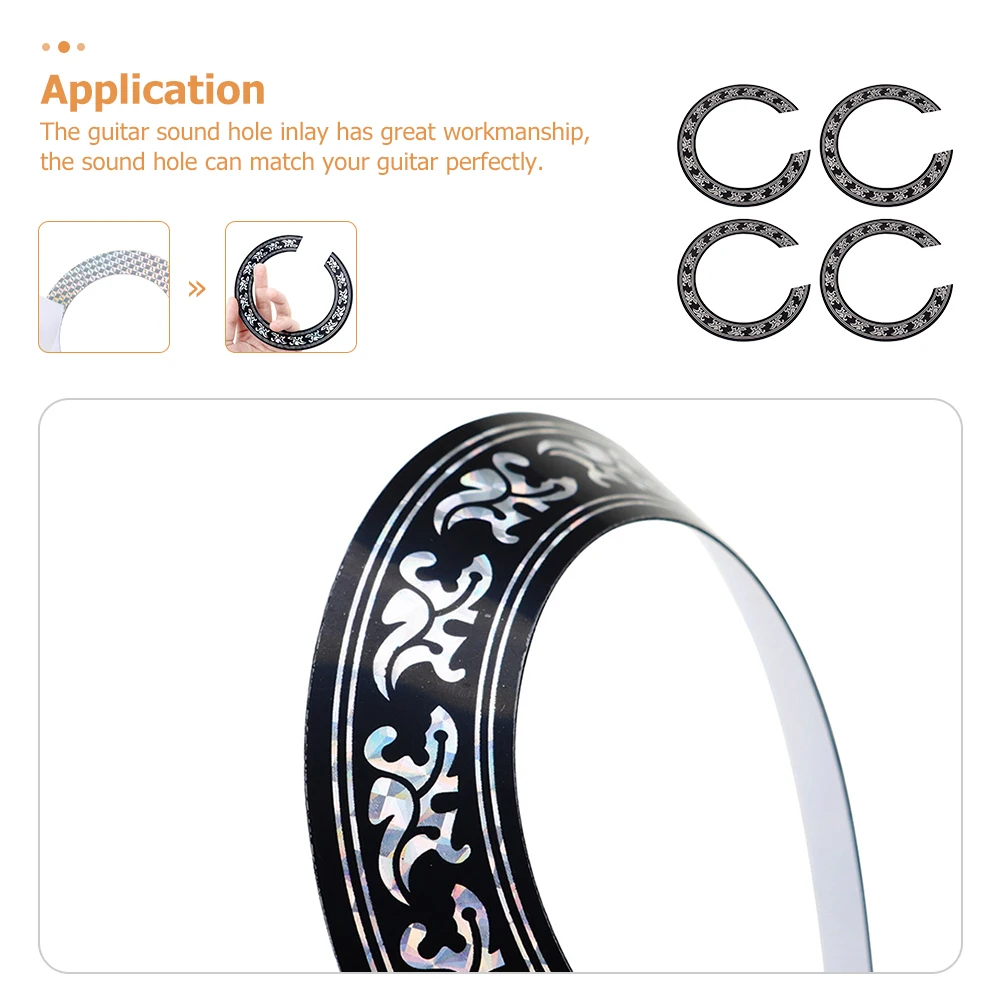 

4 Pcs Acoustic Guitar Accessories Sound Hole Decal Decoration Soundhole Sticker Pvc