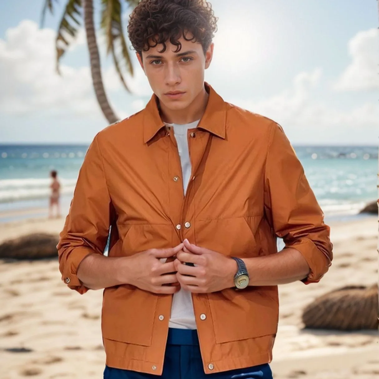 

American Spring Autumn New Fashion Men’s Simple Solid Color Basic Single-breasted Casual Trendy Long Sleeve Jacket Male Clothes