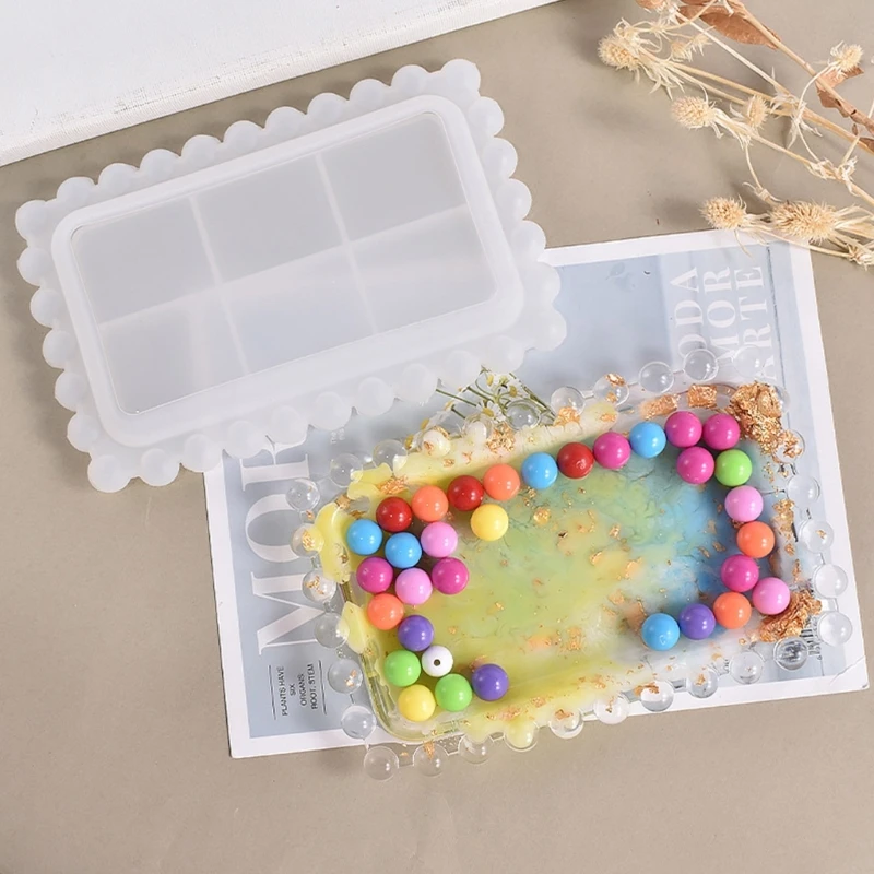 Bead Dish Silicone Mold Epoxy Dish Coaster Mould Pallet Resin Casting Craft for DIY Storage Box Fruit Plate Jewelry Making