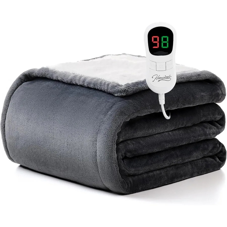 

Heated Blanket Electric Throw - 50"x60" Heating Blanket Throw 1/2/4/6/8 Hours Auto-Off 10 Heat Level Over-Heat Protection Flann