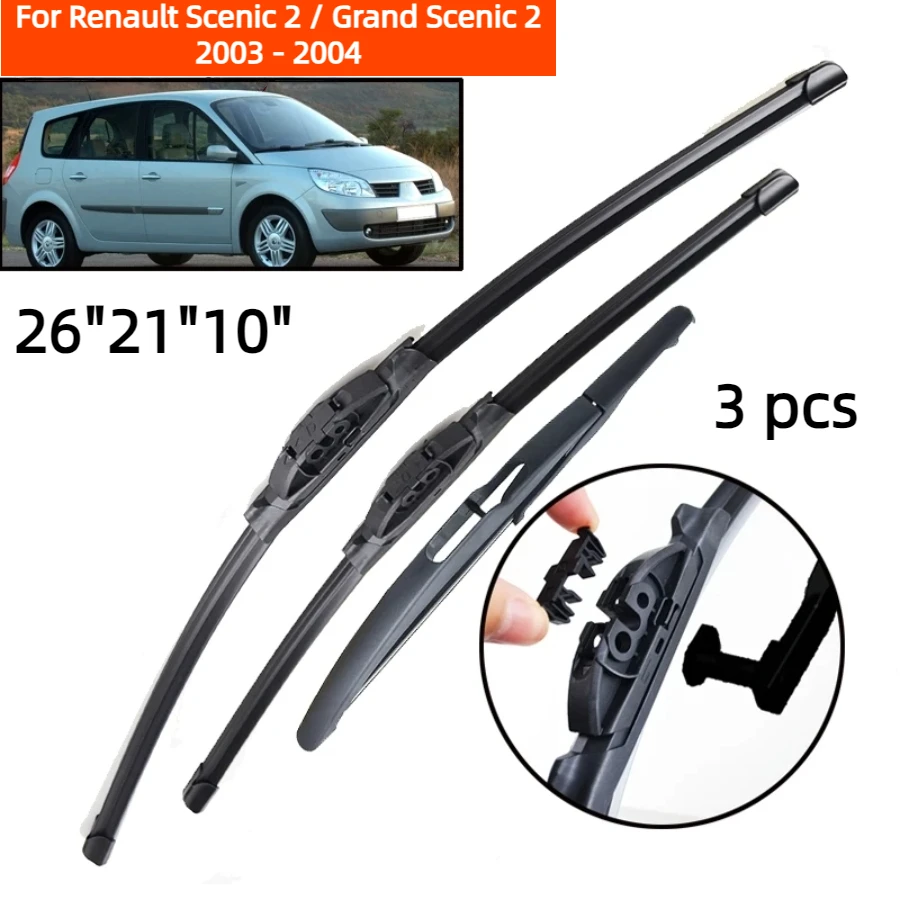 

ZHANGU Wiper Front & Rear Wiper Blades For Renault Scenic 2 / Grand Scenic 2 2003 - 2004 Windshield Windscreen Window 26"21"10"