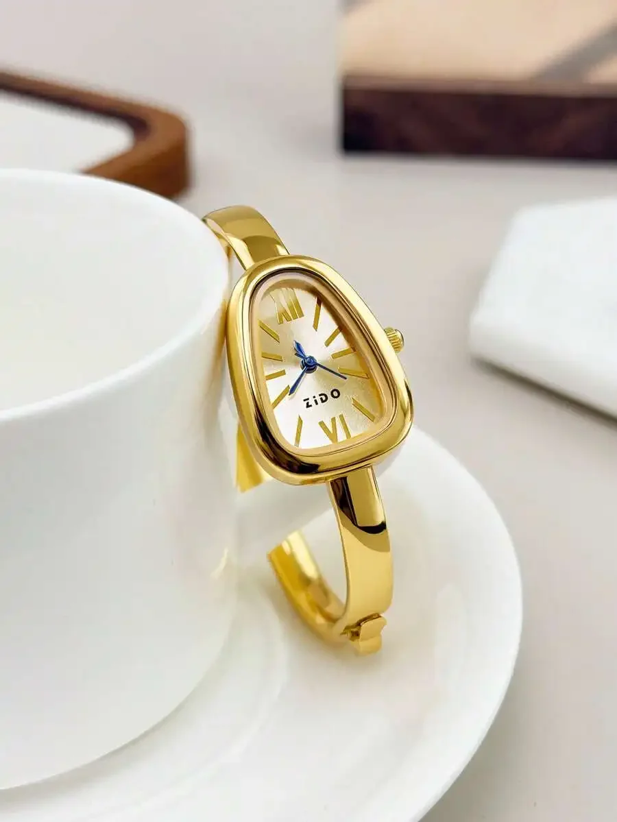 1pc Luxury Gold/Silver Chain Bracelet Style Women's Quartz Watch, Minimalist Elegant Elegant Wristwatch, Delicate Small Dial,