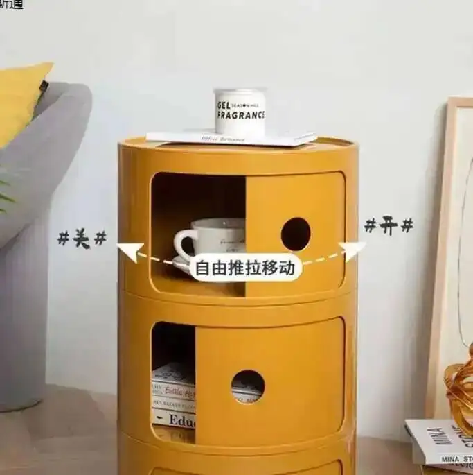 

Storage Bedside Room Table Living Cabinet Bedroom Plastic Side Cabinet Sofa Side Table Round Storage Cabinet Large Capacity