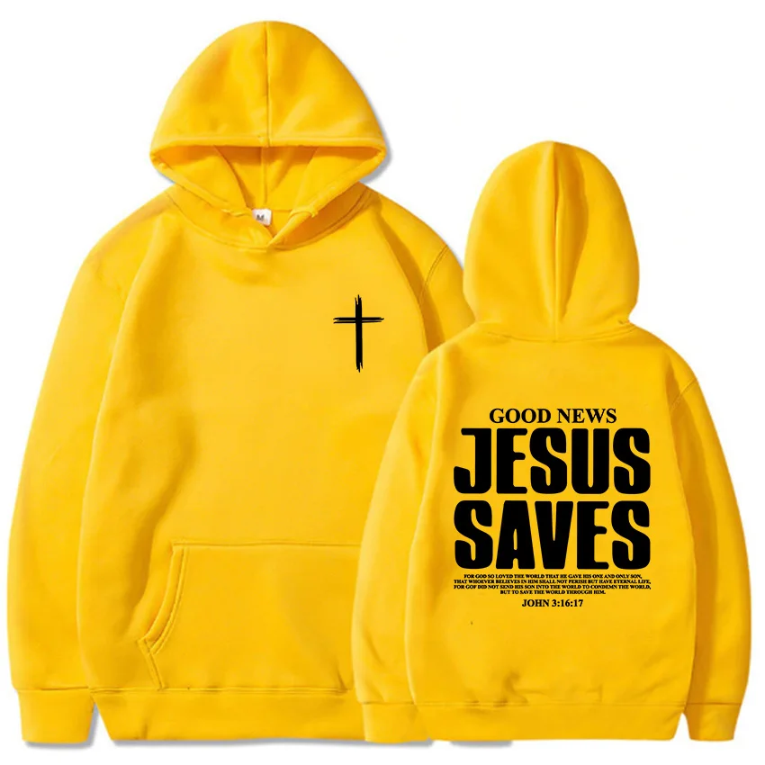 Gesù salva John 3:16:17 Felpa con cappuccio stampata con motivo Bibbia cristiana Abbigliamento da uomo Comoda felpa con tasca