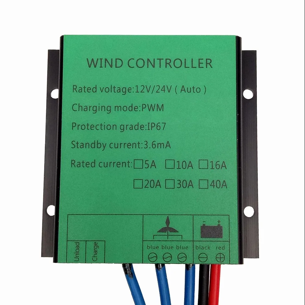 PWM Wind Turbine Charge Controller 10A 20A 30A 40A Low Wind Speed Regulator Voltage Boost 12V 24V 48V System Waterproof