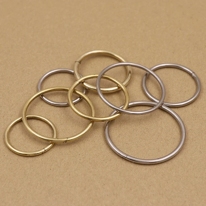 2 pcs Brass/Stainless Steel Lock O Ring Key Ring Loop Quick Release Keychain Loop Split Rings Leather Accessories