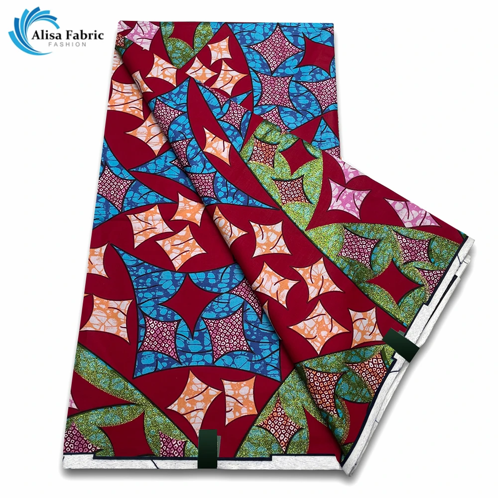 Grand Super 100% Cotton African Wax Fabric High Quality Wax Print Ankara Fabric For Sewing 6yards Women Fabric VLS115