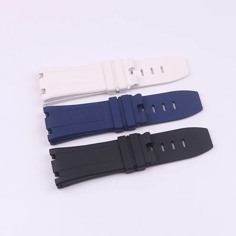 XIANERSHANG Fluororubber Watchbands Pin Buckle Double Concave Interface Strap 28MM 30MM Dustproof VITON Belt Watch Accessories