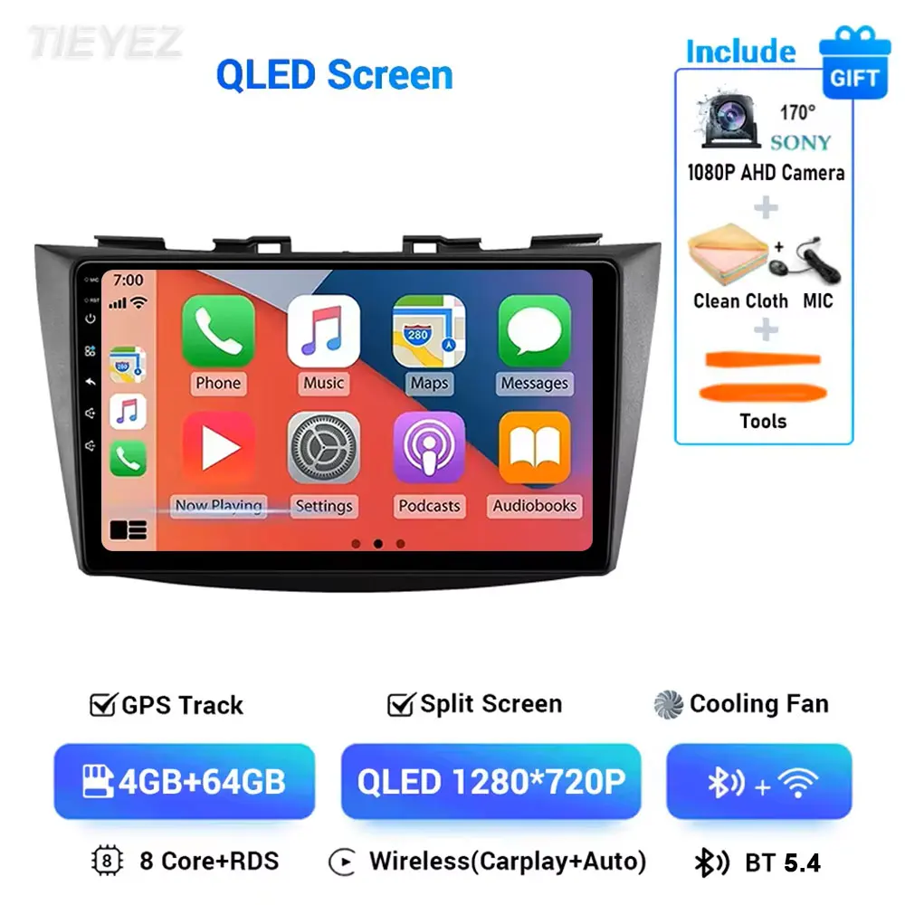 Android 16 autoradio voor Suzuki Swift 4 2011-2017, stereo multimedia videospeler, GPS, draadloze Carplay head unit