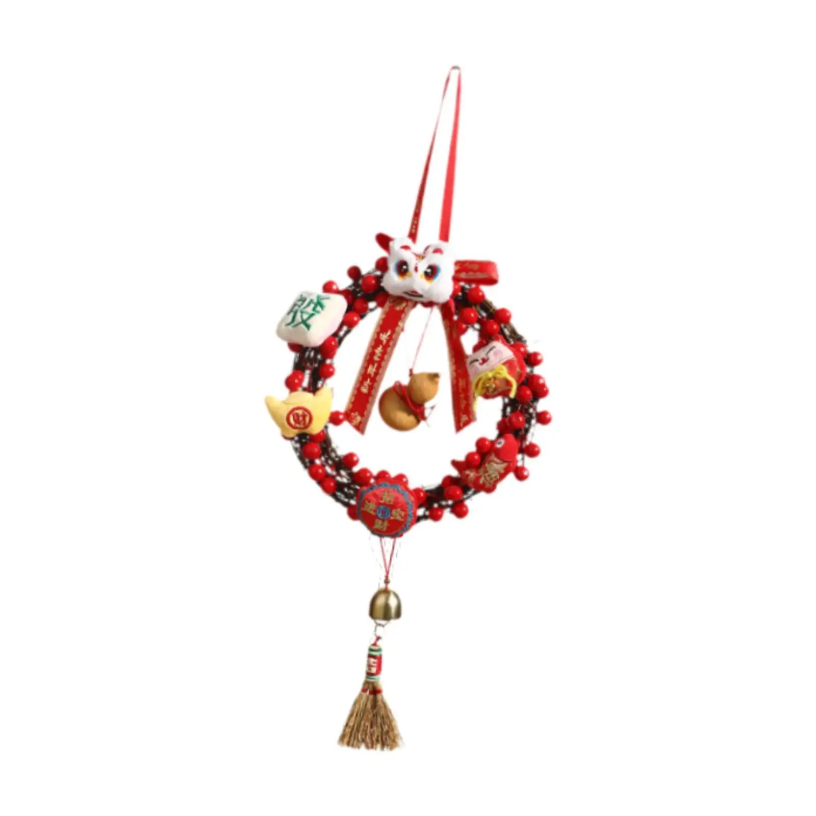 

Chinese Lunar New Year Wreath Artificial Berries Wreath Round Front Door Wreath for Outdoor Porch Garden Celebration Supplies