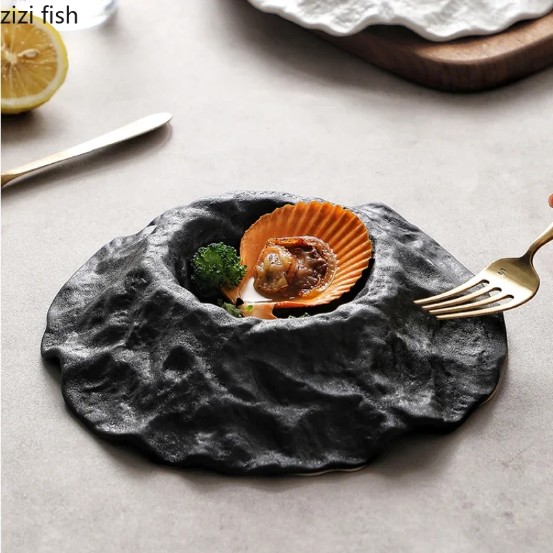 Volcanic Shaped Dessert Plate Ceramics Dining Plate Steak Plates Dim Sum Dish Fruit Plates Salad Bowl Sting Disc Soup Bowl Tray