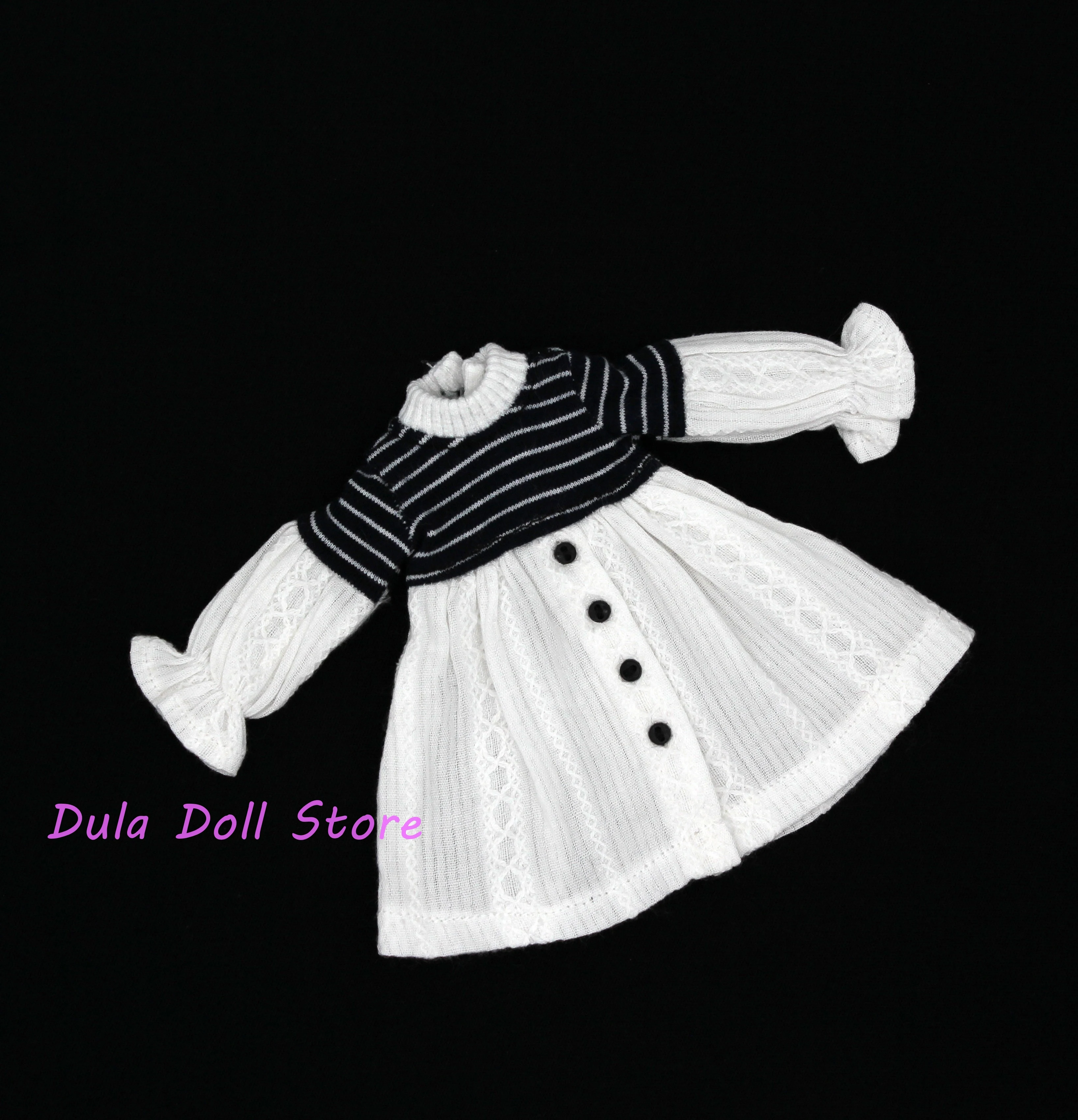 

Одежда для кукол Dula, платье, модная полосатая маленькая юбка Blythe Qbaby ob24 ob22 Azone Licca ICY JerryB 1/6 Bjd Doll
