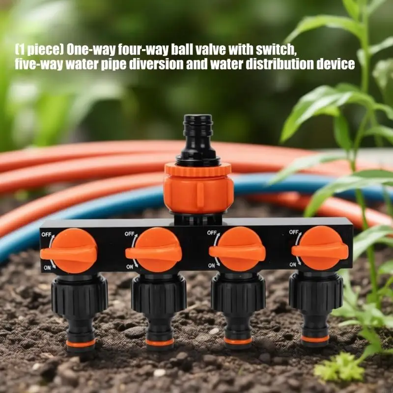 

4-ходовой водораспределитель с шаровыми кранами, распределители шлангов тяжелого типа для орошения сада и мойки автомобилей 87HA