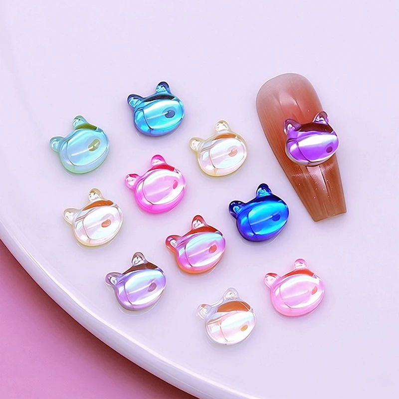 40PCS 3D Flatback Nail Art Bear Head Rhinestone Charms Parts Kawaii Accessories For Nails Decoration Manicure Material Supplies