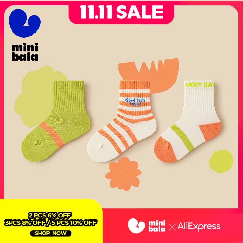 

Детские носки унисекс Mini Bala, детские дышащие удобные стильные модные детские носки, 3 шт.