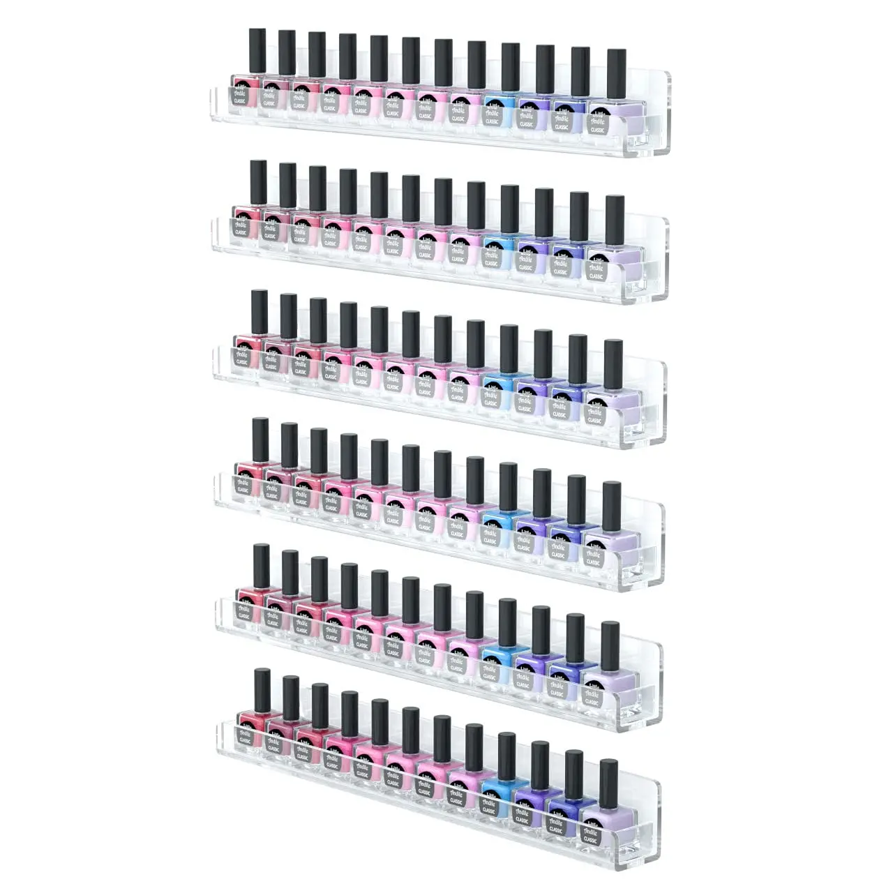 

Nail Polish Wall Rack 15 Inch Clear Acrylic Nail Polish Organizer Purpose Acrylic Floating Shelves