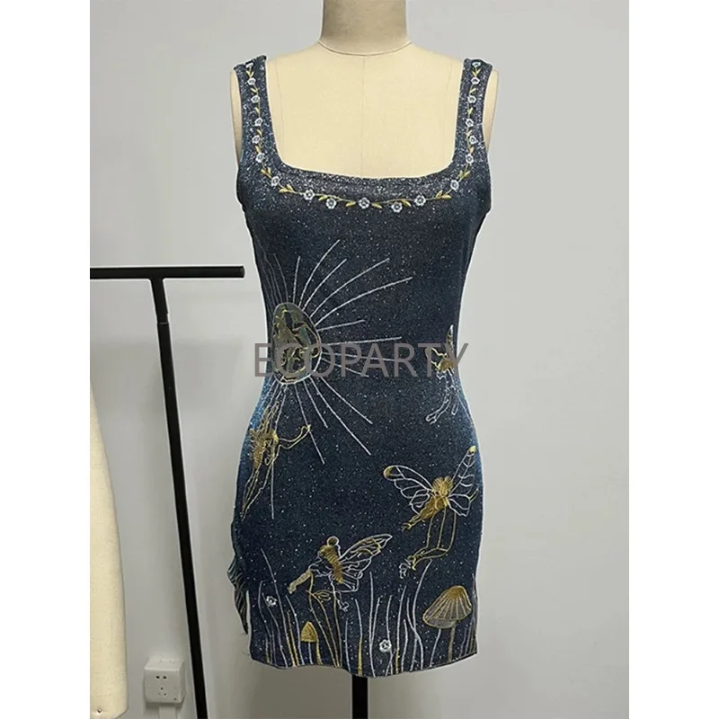 Sexy Sequin Party Dress Women Halter Side Split A-line Evening Dresses Female 2025 Autumn Slim Mini Hip Package Lady Robes