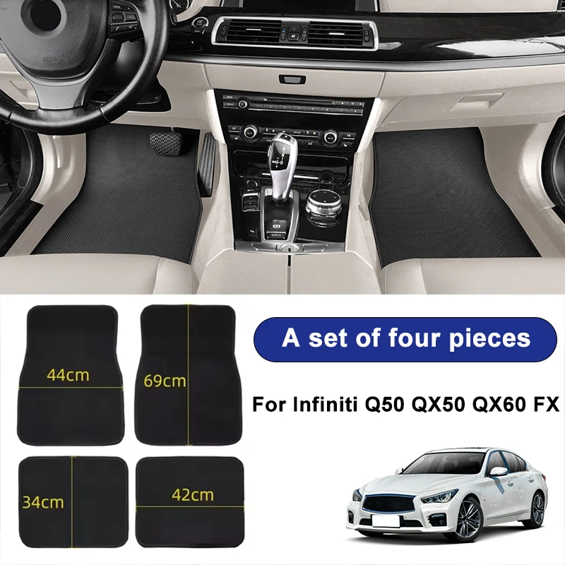 

For Infiniti Q50 QX50 QX60 FX Car Floor Mats Black Non-Slip 4Pcs Front & Rear Foot Mats Carpets Rugs Auto Interior Accessories