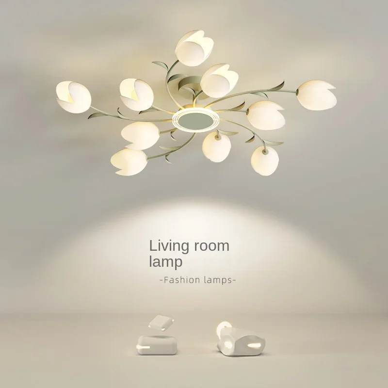 Living room cream wind warm romantic creative lily of the valley bedroom small fresh green net red hall ceiling light