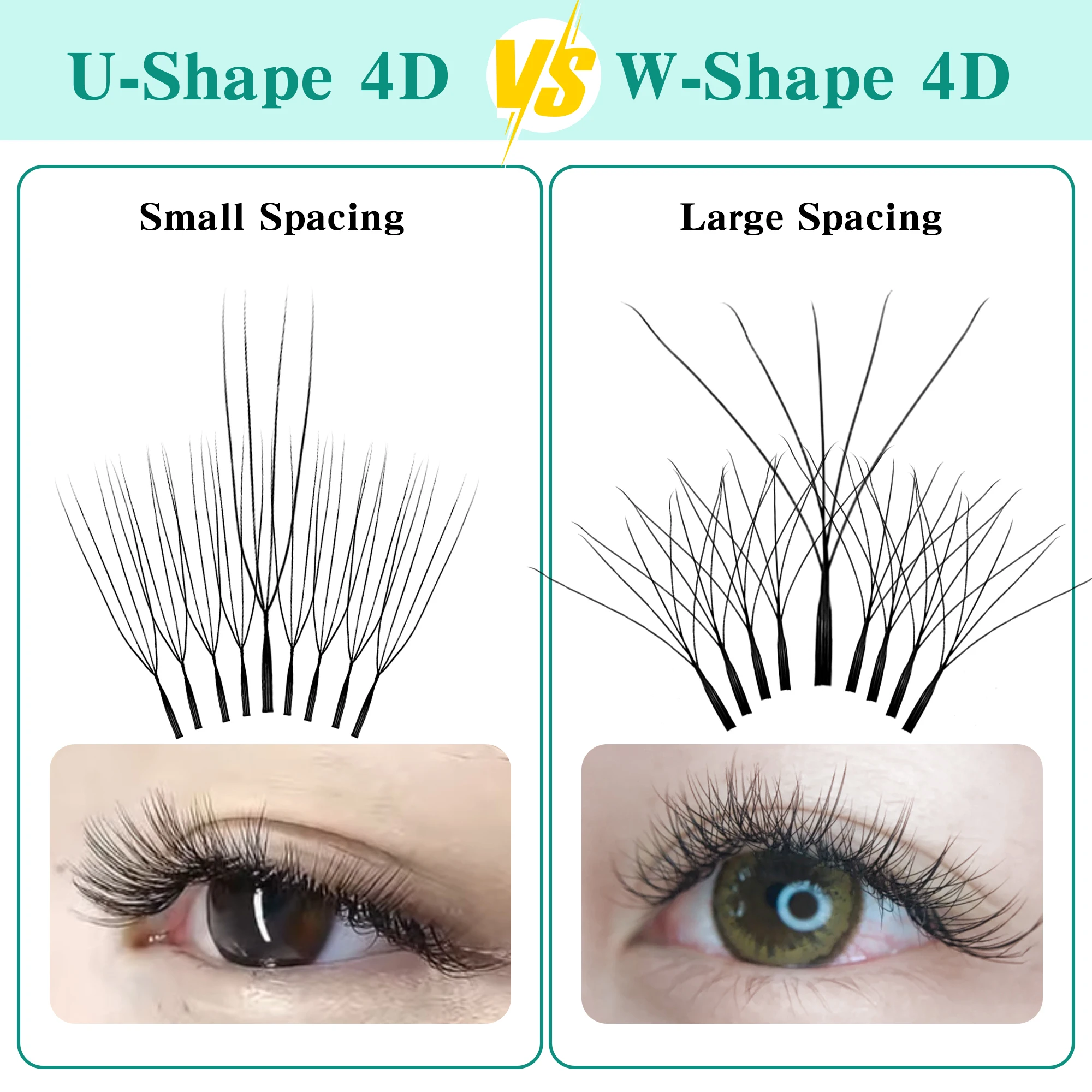 LAKANAKU U-förmige YY 4D-Wimpernverlängerung 4D UU Neuer Stil U-Form Cilios W Lashes Vorgefertigte Fächer Volumen Flauschiger Nerz Faux Fio u