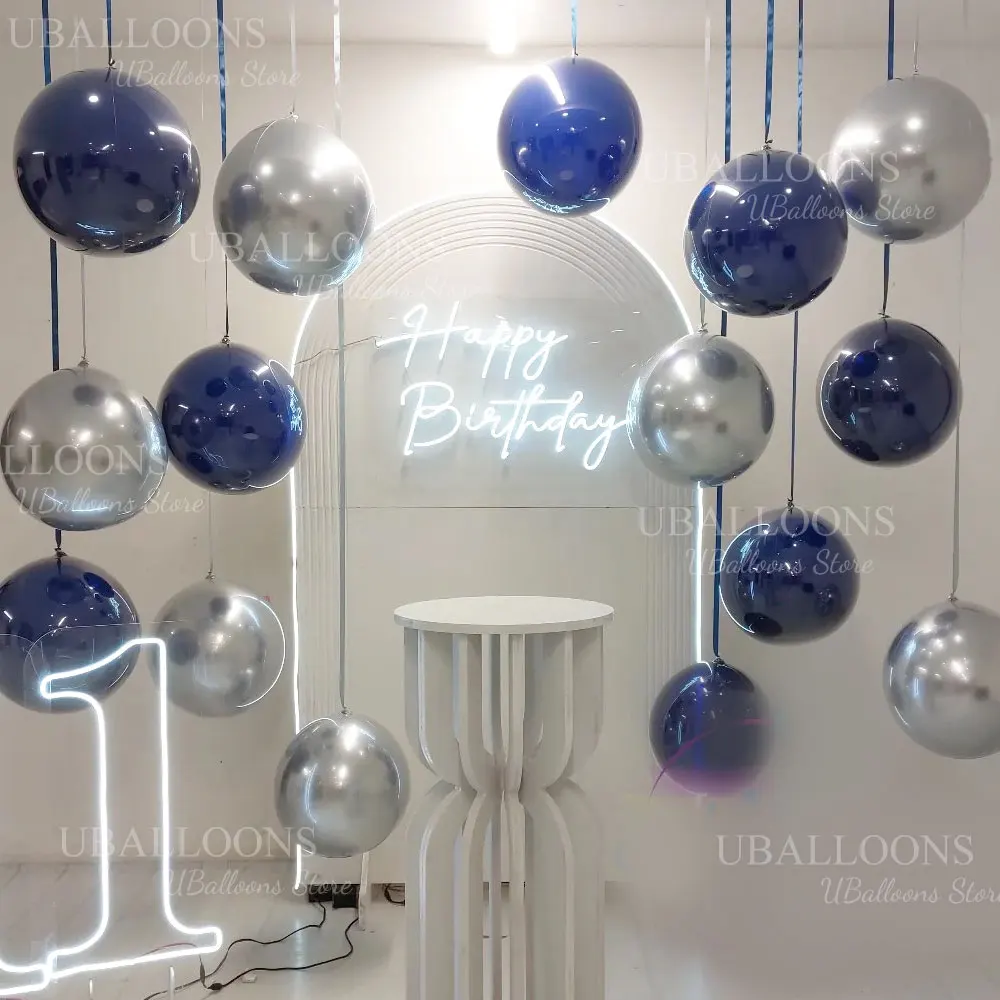 10 Stück Pastellfarbene Staubblaue Luftballons mit Band 10/12/18'' Boho Haze Blaue Ballons für Geburtstag Babyparty Hintergrunddekoration – Detail 11
