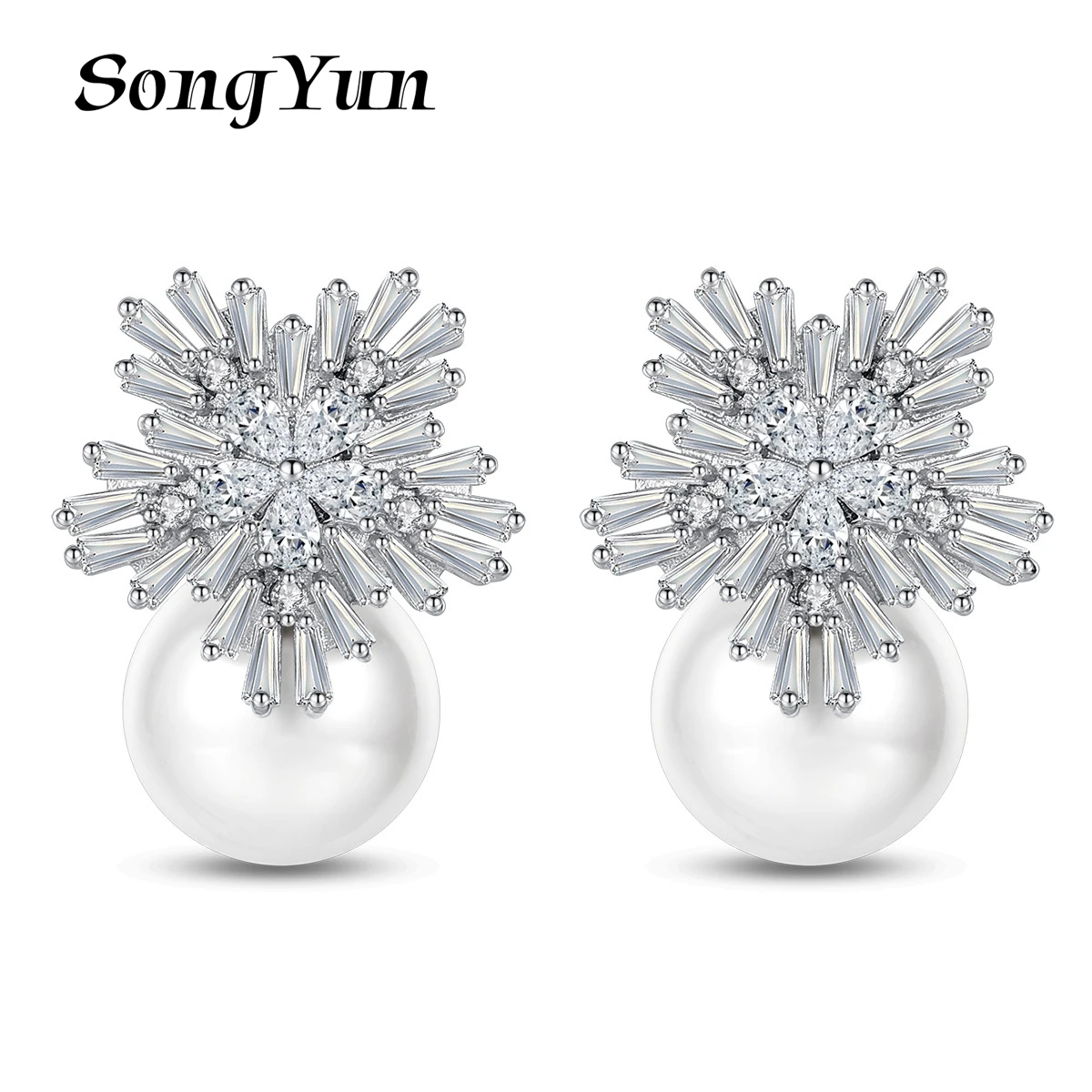 

SongYun Jewelry MHT Quality Brass Stud Earrings Dangle CZ 7A Zircon Bachelorette Gift Luxury Jewelry Women Earring Jewelry