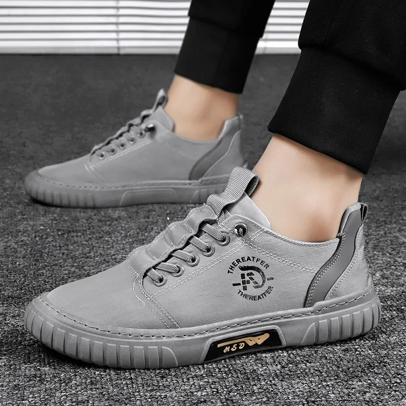 2024 Mannen Ademende Stoffen Schoenen Comfortabele Casual Effen Kleur Veelzijdige Mode Mannen Sneakers Outdoor Beknopte Elastische Flats