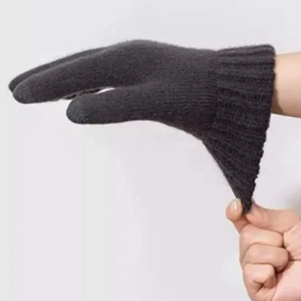 Gift Acrylic Fibres Unisex Anti-cold Mittens Soft Thickened Half Finger Gloves Solid Color Korean Style Dual-use Gloves Winter