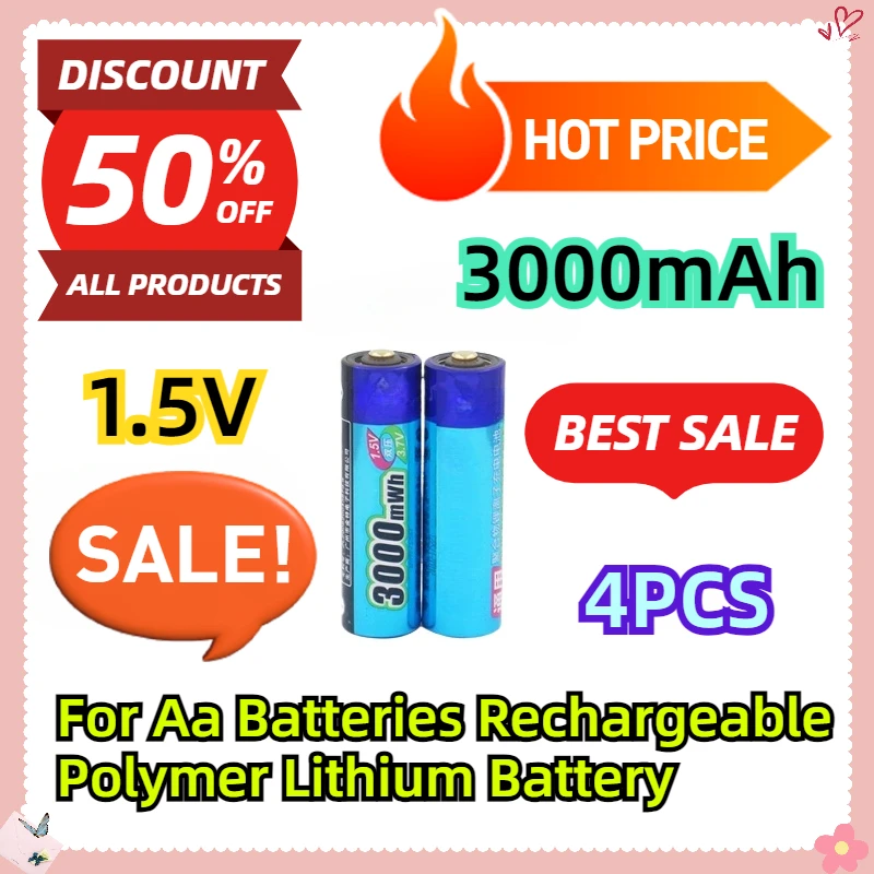 

For 1.5v Aa Batteries Rechargeable Polymer Lithium Battery 4PCS