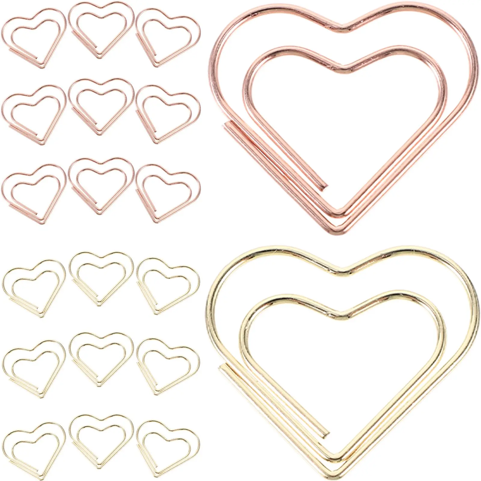 24 szt. Mini spinacze w kształcie serca kolorowe różowe złoto śliczne kreatywne dokumenty biurowe metalowe spinacze stop aluminium