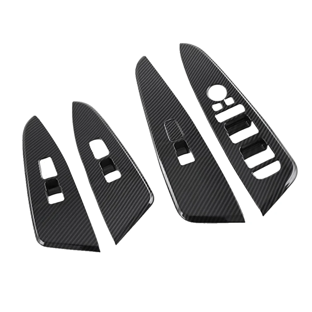 Carbon Fiber Car Door Window Armrest Cover Switch Panel Cover Sticker Trim for Kia Sportage NQ5 2021 2022