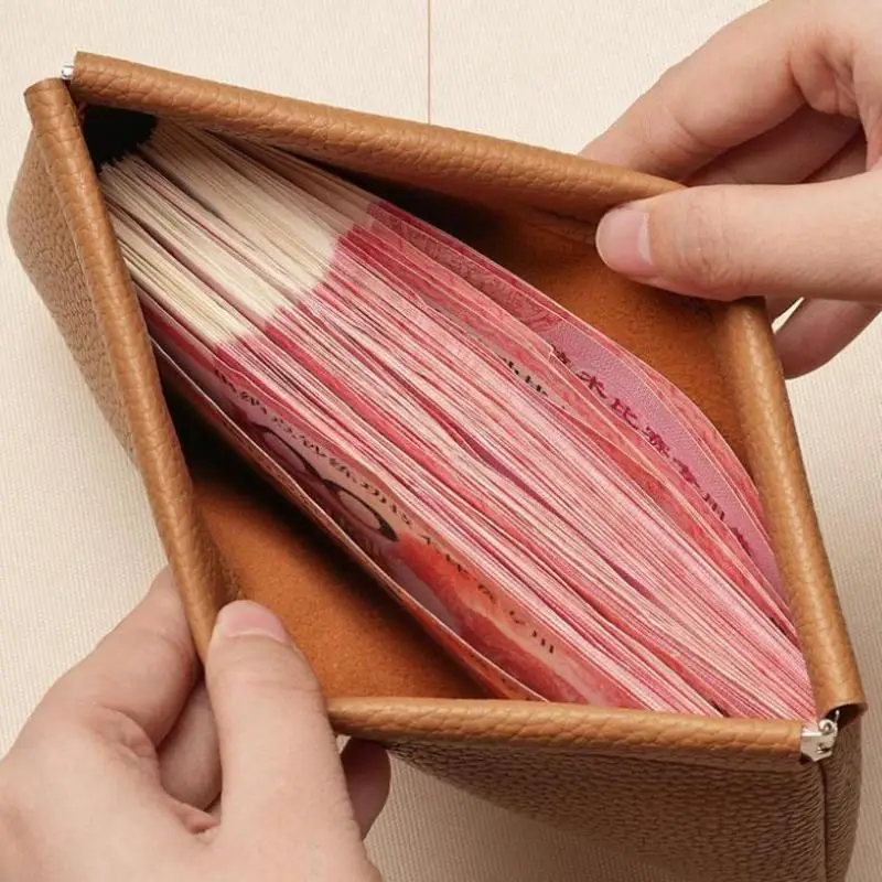 1Pc Self Closing PU Leather Long Wallet Passport ID Driver License Holder Cash Coin Pouch Headphone Cable Storage Bag