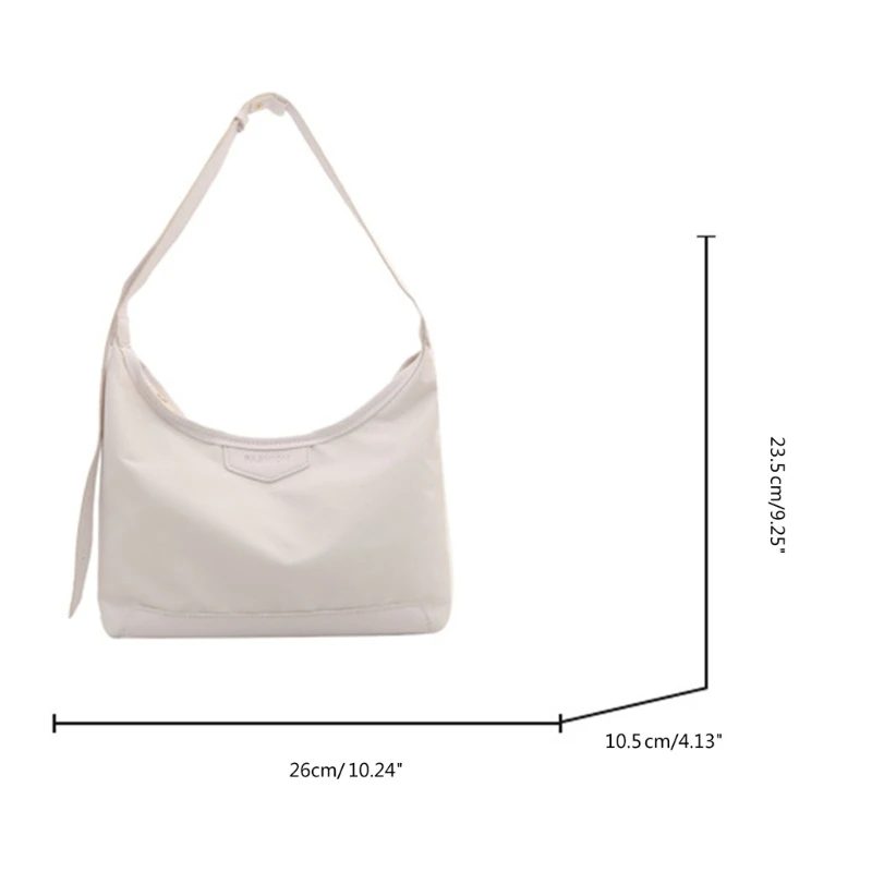 E74B Bolsa Feminina Simples Sólida Nylon Ombro Único Bolsa Casual Com Zíper Crossbody Bolsa