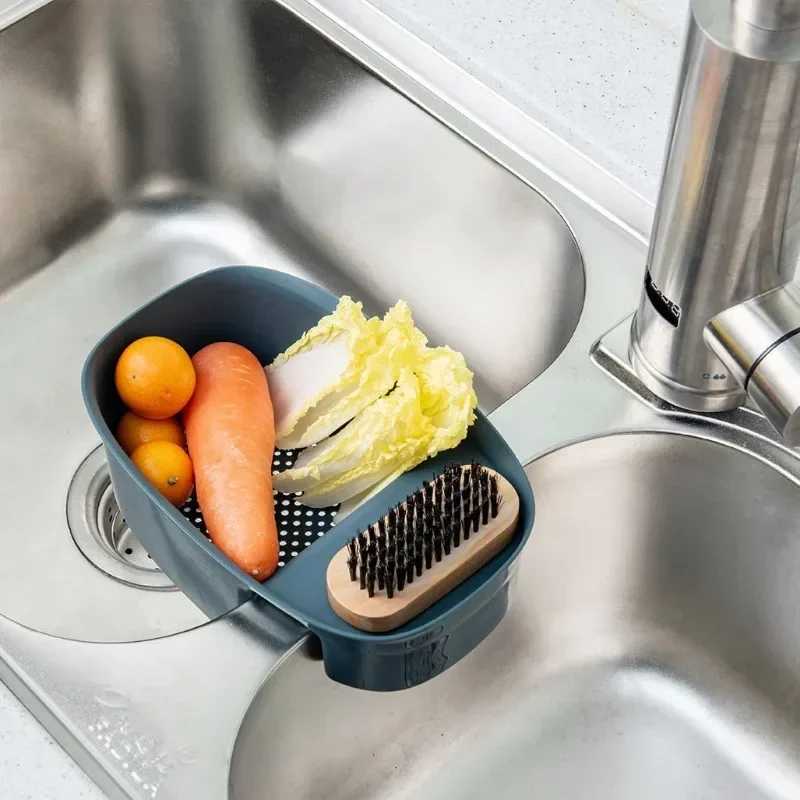 Drain Basket Sink Drain Fiter Basket Fruit and Vegetable Washing Basket Hanging Drainer Rack Kitchen Accessories