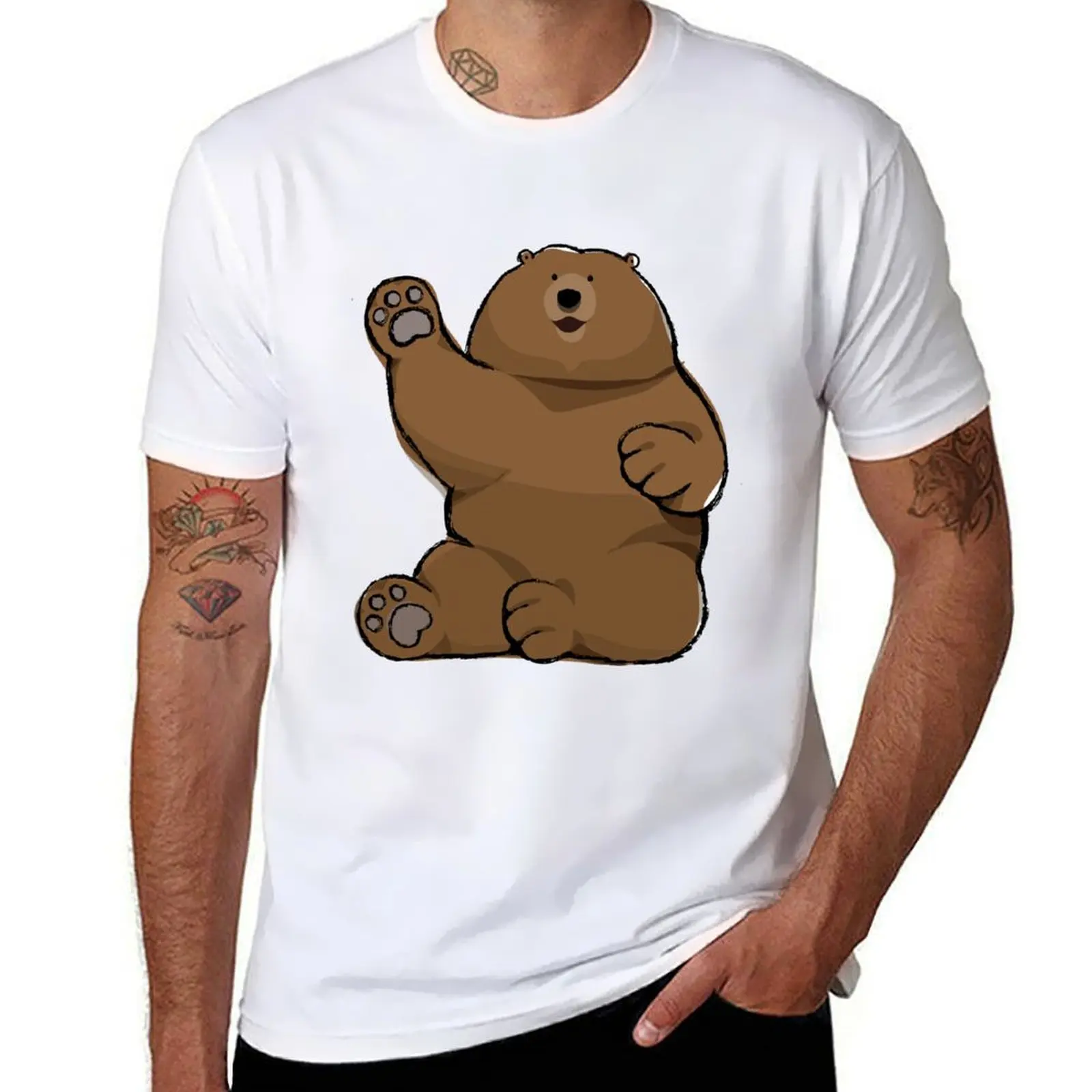 

Waving Bear T-Shirt cotton t shirt man t shirt for man T-Shirt